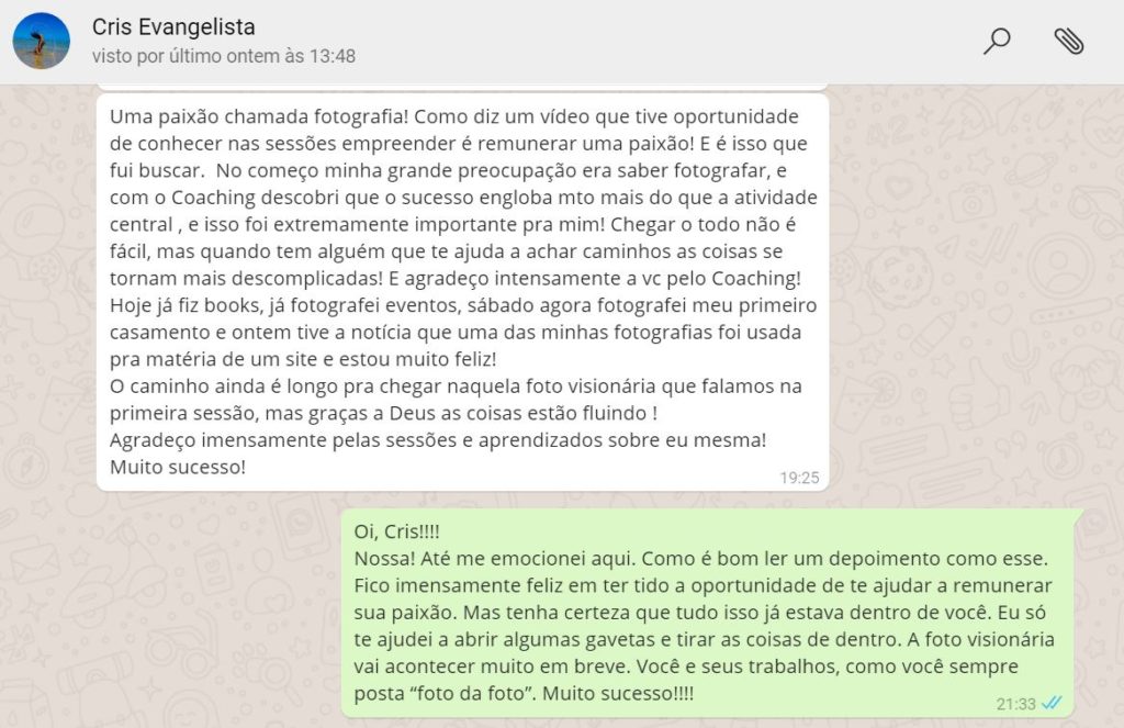 Depoimento, Coaching de Carreira, Gratidão